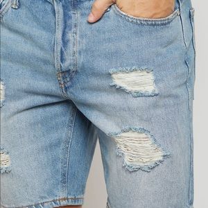 Jack & Jones Regular Fit Distressed Jean Shorts